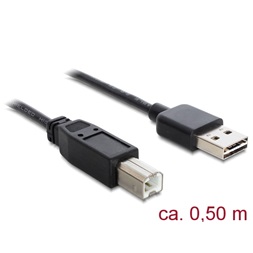 Delock 83684 Kábel, EASY-USB 2.0-s A-típusú csatlakozódugó > USB 2.0-s B-típusú csatlakozódugó, 0,5 m, fek