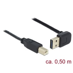 Delock 85183 Kábel EASY-USB 2.0-s A típusú csatlakozódugó, ívelt felfelé / lefelé > USB 2.0-s B-típusú csa