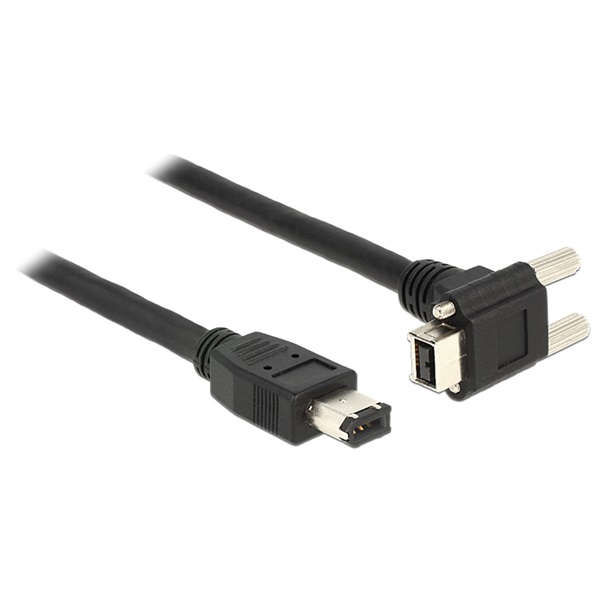 Delock 83590 Kábel FireWire 9 érintkezős dugó 90 fokos szögű, csavarokkal ellátott > 6 érintkezős dugó 3 m