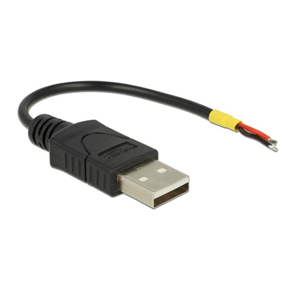 Delock 85250 Kábel USB 2.0 A-típusú csatlakozódugóval > 2 db nyitott vezetékkel, 10 cm Raspberry Pi