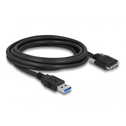 Delock 87799 Kábel USB 3.0 A-Típusú dugó - Micro-B Típusú dugó csavarokkal ellátott 1 m