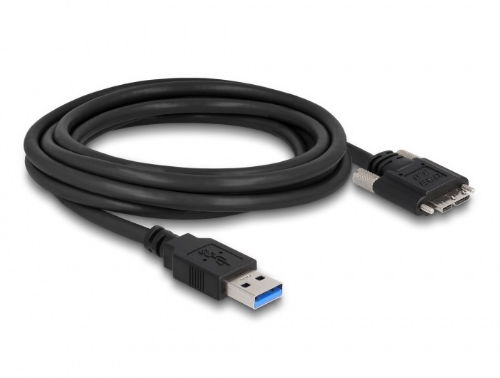Delock 87799 Kábel USB 3.0 A-Típusú dugó - Micro-B Típusú dugó csavarokkal ellátott 1 m