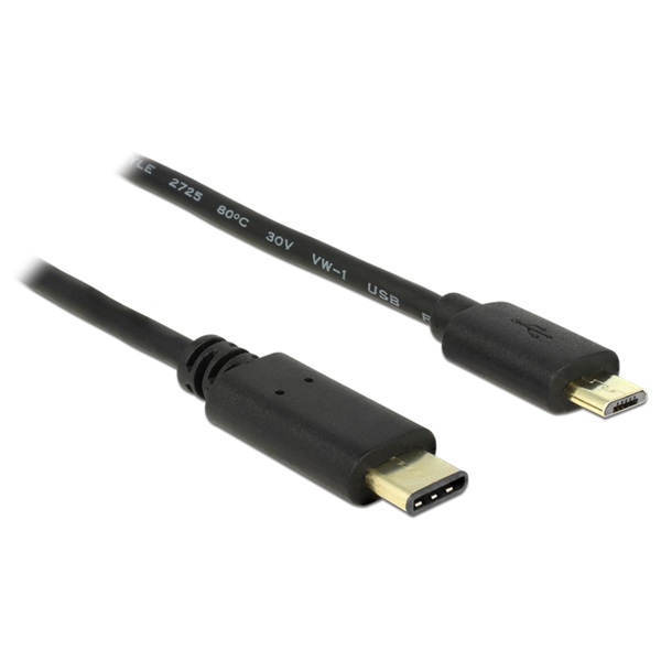 Delock 83334 Kábel USB Type-C  2.0 dugó > USB 2.0 Micro-B típusú dugó 2,0 m fekete