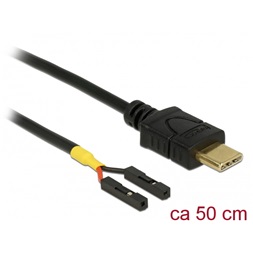 Delock 85473 Kábel USB Type-C  apa > 2 x tüskesori csatlakozó, anya, különálló teljesítmény, 50 cm