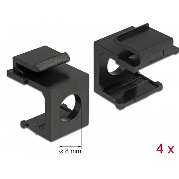 Delock 86403 Keystone fekete borító 8 mm-es lyukkal, 4 db.