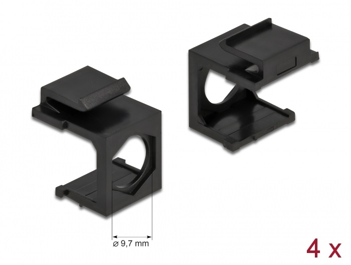 Delock 86739 Keystone fekete borító 9,7 mm-es lyukkal, 4 db.