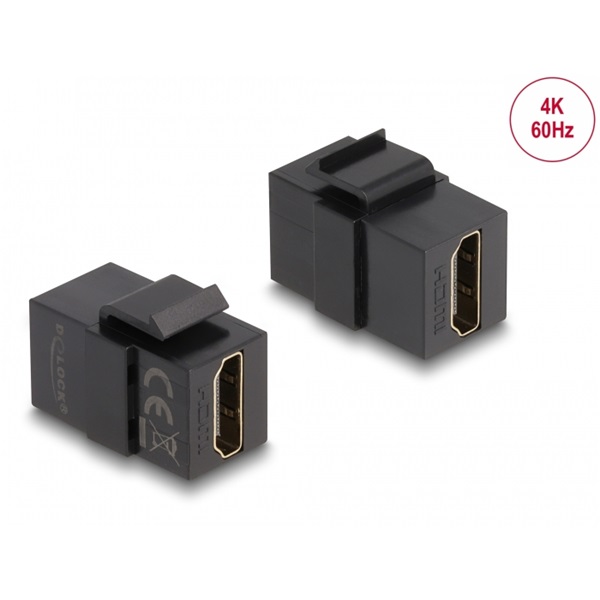 Delock 87875 Keystone modul, HDMI-csatlakozóhüvely > HDMI-csatlakozóhüvely, fekete