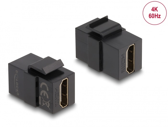 Delock 87875 Keystone modul, HDMI-csatlakozóhüvely > HDMI-csatlakozóhüvely, fekete