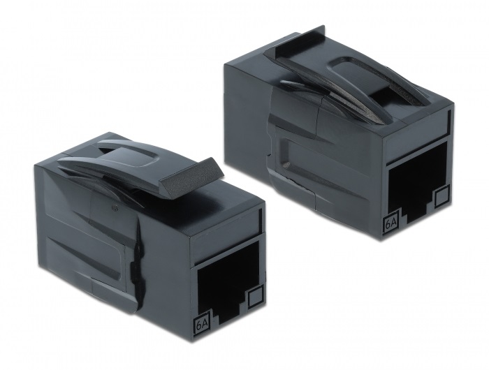 Delock 86298 Keystone modul, RJ45-aljzat > RJ45-aljzat, Cat.6A UTP, fekete