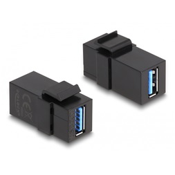 Delock 87831 Keystone modul, USB 3.0 A-csatlakozóhüvely > USB 3.0 A-csatlakozóhüvely, fekete (1:1)