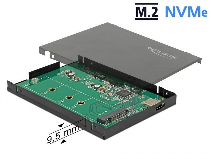 Delock 42609 Külso 2.5 doboz M.2 NVMe PCIe SSD-hez, mely USB 3.1 Gen 2 USB Type-C