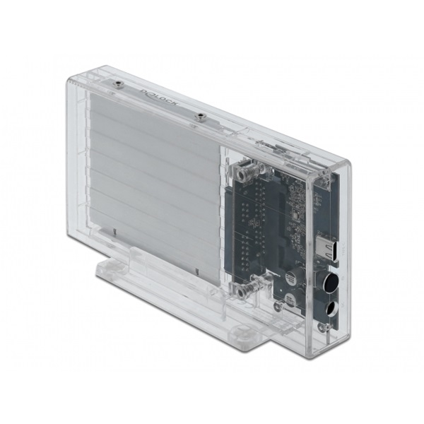 Delock 42622 Külso kettos ház 2 db. 2.5  SATA HDD / SSD-hez USB Type-C anya csatlakozóval átlátszó