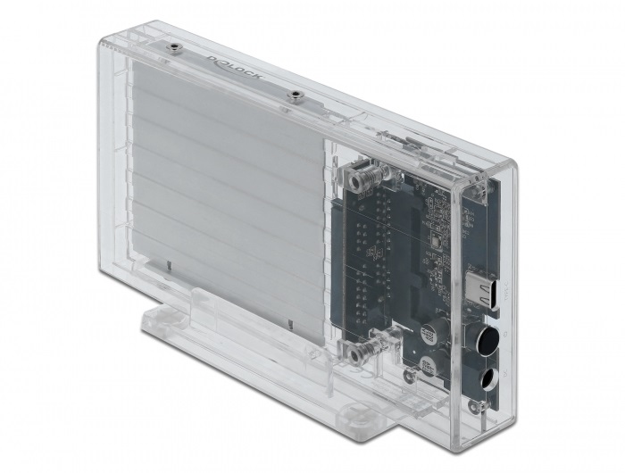Delock 42622 Külso kettos ház 2 db. 2.5  SATA HDD / SSD-hez USB Type-C anya csatlakozóval átlátszó