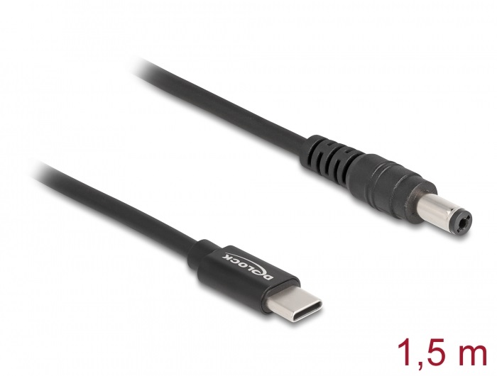 Delock 87977 Laptop töltőkábel USB Type-C apa - 5,5 x 2,1 mm apa
