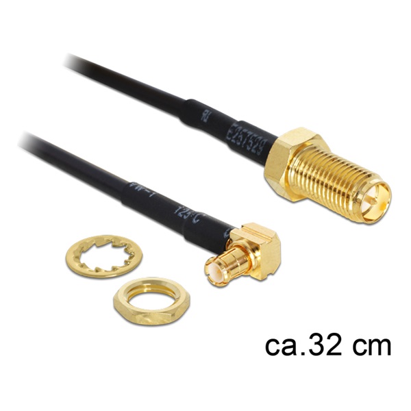 Delock 88472 MMCX csatlakozódugó > RP-SMA Jack adapter, 320 mm