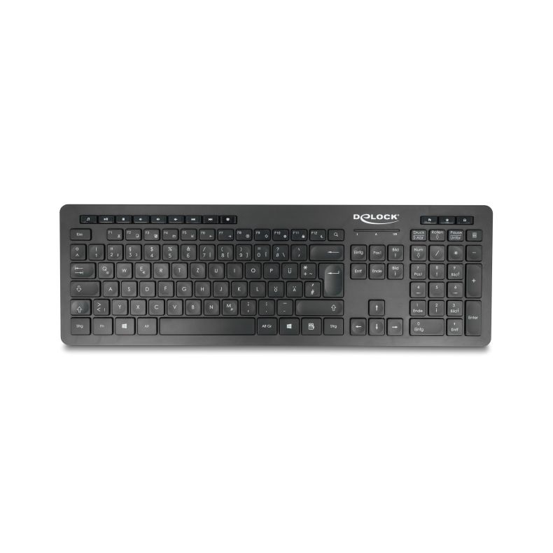 Delock 12004 NÉMET Vezetéknélküli USB klaviatúra 2,4 GHz Fekete - Néma