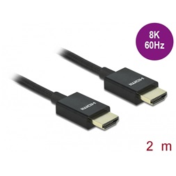 Delock 85385 Nagysebességű HDMI -kábel koax 48 Gbps 8K 60 Hz, fekete 2 m