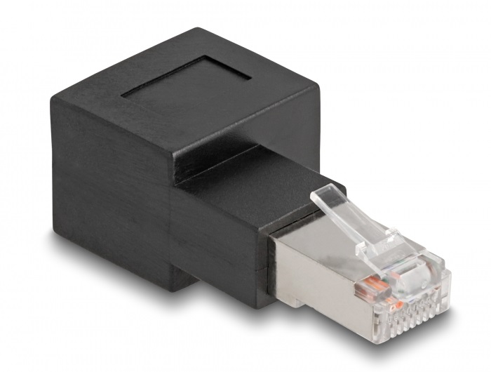 Delock 87864 RJ45 apa - RJ45 anya adapter Cat.6A 90  fokos szögben jobbra hajlítva