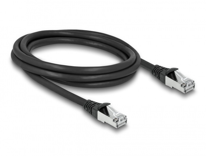 Delock 80133 RJ45 hálózati kábel Cat.6A S/FTP PUR kültéri 0,5 m fekete