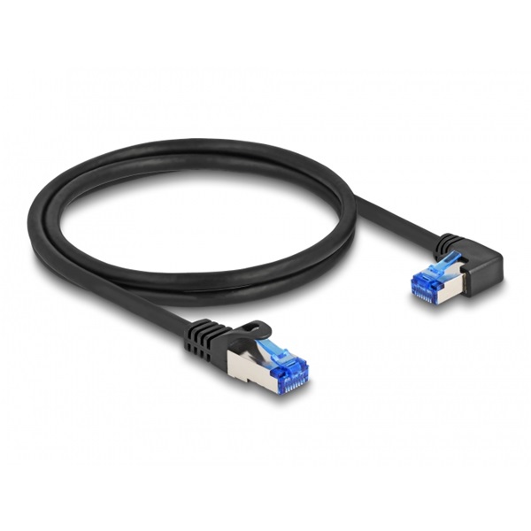 Delock 80222 RJ45 hálózati kábel Cat.6A S/FTP egyenes / jobbra hajló 1 m fekete