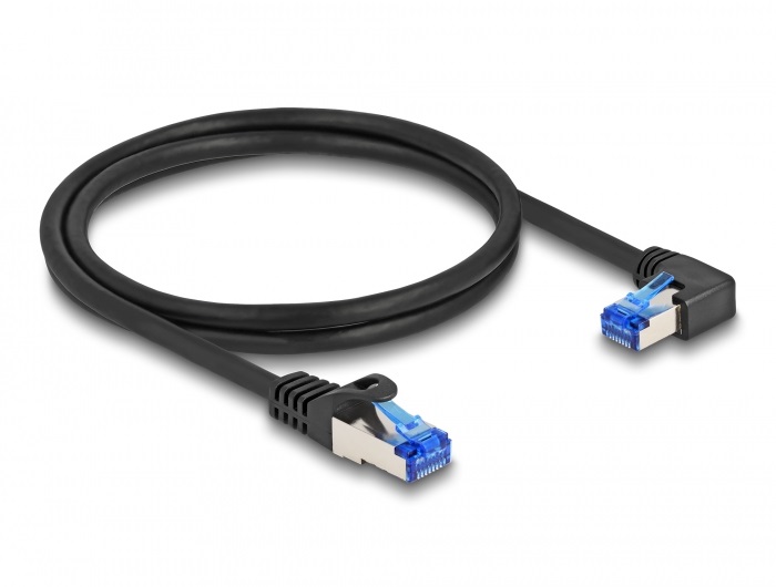 Delock 80222 RJ45 hálózati kábel Cat.6A S/FTP egyenes / jobbra hajló 1 m fekete