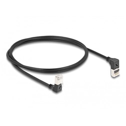 Delock 80293 RJ45 hálózati kábel Cat.6A S/FTP vékony 90  fokban felfelé / lefelé hajló 1 m fekete