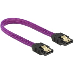 Delock 83689 SATA kábel 6 Gb/s 20 cm egyenes / egyenes fém lila Prémium