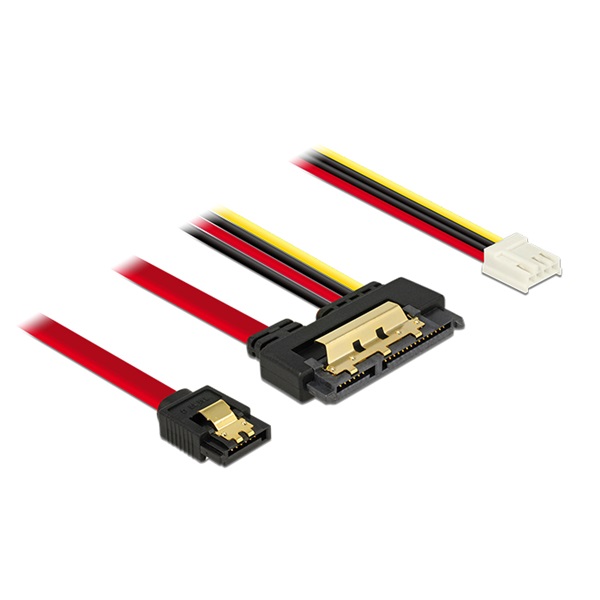 Delock 85234 SATA-kábel, 6 Gb/s, 7 tus csatlakozóhüvely + 4 tus Floppy-csatlakozóhüvely > 22 tus SATA-csat
