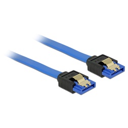 Delock 84980 SATA-kábel, 6 Gb/s, hüvely, egyenes > SATA hüvely, egyenes, 70 cm, kék aranyszínu kapcsokkal