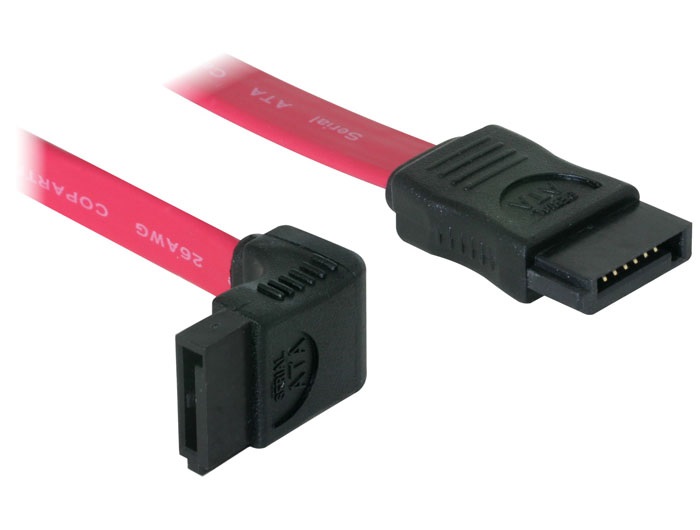 Delock 84249 SATA piros, felfele/egyenes csatl., 30 cm-es összekötő kábel