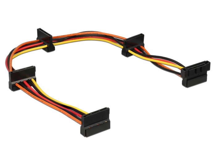 Delock 60141 SATA-tápkábel 15 tus csatlakozódugóval > 4 x 15 tus SATA-csatlakozóhüvely, 40 cm, több színbe
