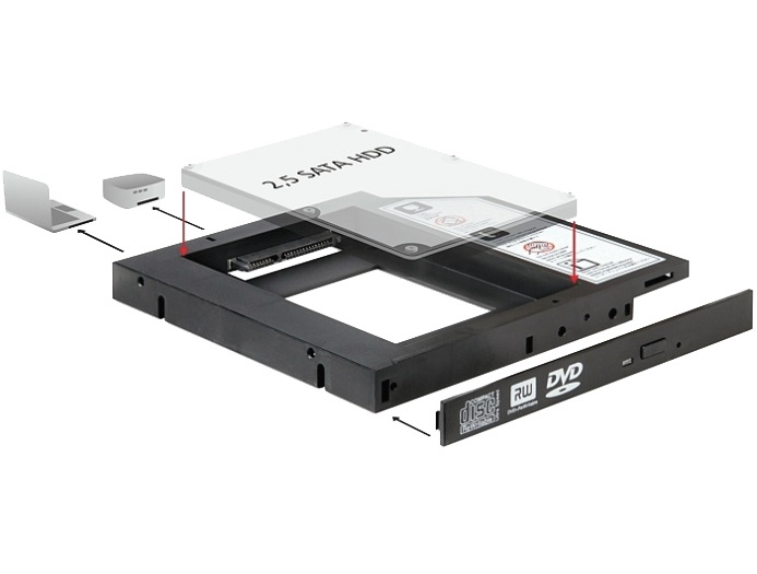 Delock 61993 Slim SATA 5.25" HDD/SSD beépítő-keret 12 mm