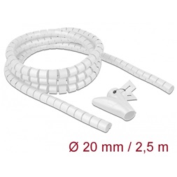 Delock 18840 Spirális kábelburkolat behúzó eszközzel 2,5 m x 20 mm fehér
