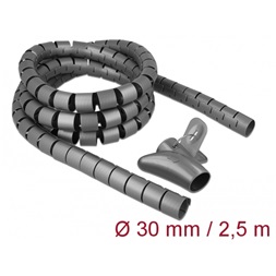 Delock 18846 Spirális kábelburkolat behúzó eszközzel 2,5 m x 30 mm szürke