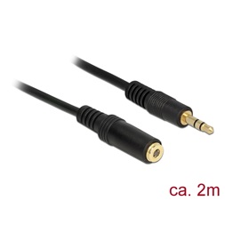 Delock 83766 Stereo Jack hosszabbító kábel 3.5 mm 3 pin apa > anya 2 m fekete