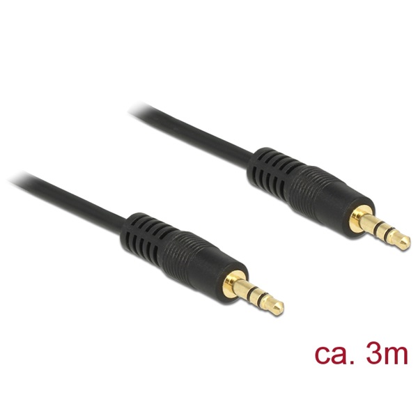 Delock 83748 Stereo Jack kábel 3.5 mm 3 pin apa > apa 3 m fekete