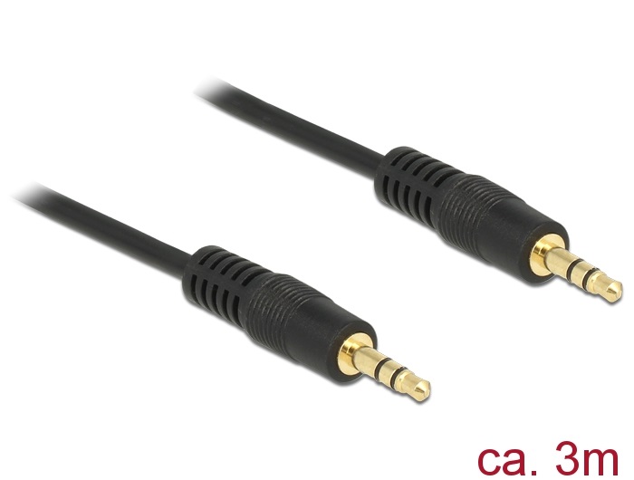 Delock 83748 Stereo Jack kábel 3.5 mm 3 pin apa > apa 3 m fekete