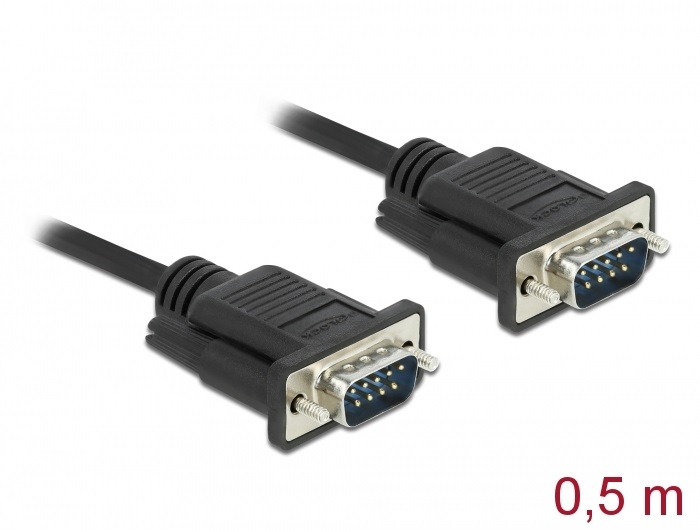 Delock 86612 Sub-D9-es, RS-232 soros kábel, apa-apa, 0,5 m