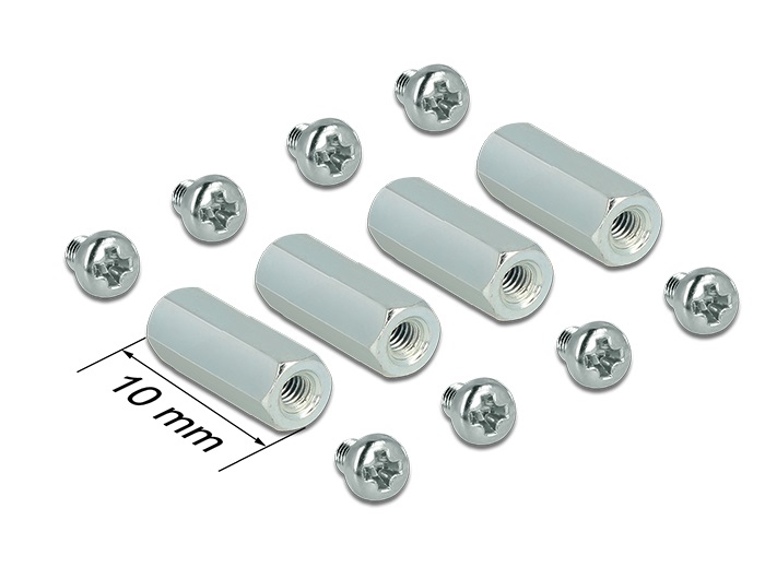 Delock 18218 Szerelőkészlet M2.5 távtartó hatszög belső/belső 10 mm-es Raspberry Pi-hez