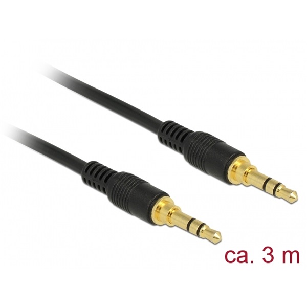 Delock 85551 Sztereó Jack Kábel 3,5 mm 3 tűs férfi > férfi 3 m fekete