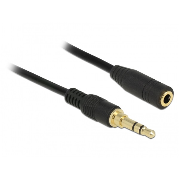 Delock 85578 Sztereó jack hosszabbító kábel 3,5 mm 3-tűs apa > anya 2 m hosszú fekete