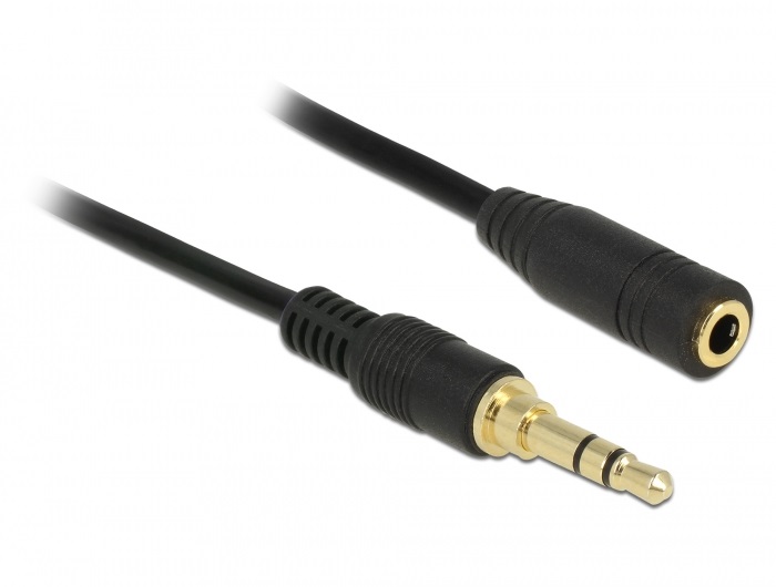 Delock 85578 Sztereó jack hosszabbító kábel 3,5 mm 3-tűs apa > anya 2 m hosszú fekete