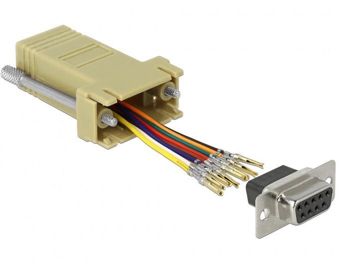 Delock 66164 Szürke Sub-D 9-tűs anya   RJ45 anya összekötő adapter