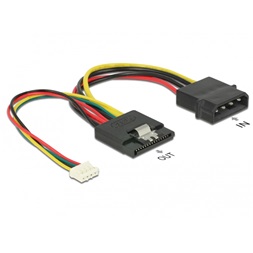 Delock 85673 Tápkábel, 15 tűs SATA-csatlakozóhüvely > 4 tűs Molex-csatlakozódugó + 4 tűs tápcsatlakozó