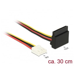 Delock 85510 Tápkábel, 4 tűs Floppy-csatlakozóhüvely > 15 tűs SATA-csatlakozóhüvely, fém, 30 cm