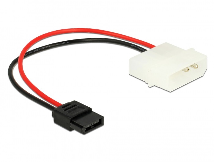 Delock 85638 Tápkábel Molex 4 tűs apa, Slim SATA 6 tűs anya csatlakozóhoz, hossz: 15 cm