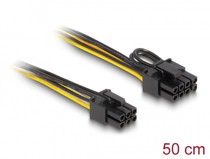 Delock 83004 Tápkábel PCI Express 6 tűs apa - PCI Express 6+2 tűs apa 50 cm