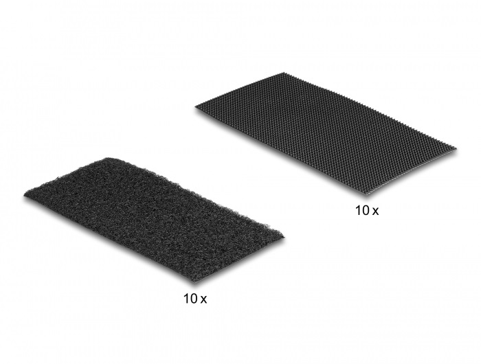 Delock 19105 Tépőzáras, öntapadós párna szett H 100 mm x Sz 50 mm, 10 db-os, fekete