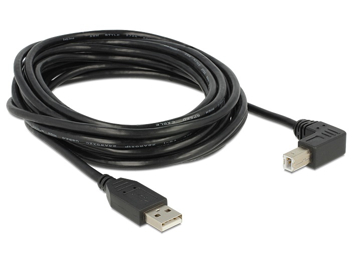 Delock 83530 USB2.0 kábel USB A dugó - USB B 90 dugó csatlakozókkal, 5m