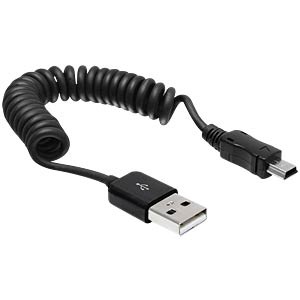 Delock 83164 USB 2.0-A anya > USB mini papa spirál kábel